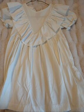 Zara White Girls Ruffle Trim Formal Dress
